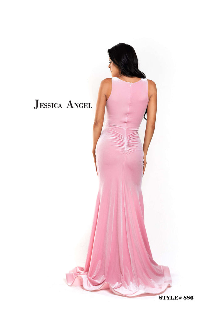 Jessica Angel 886 velvet mermaid gown back view
