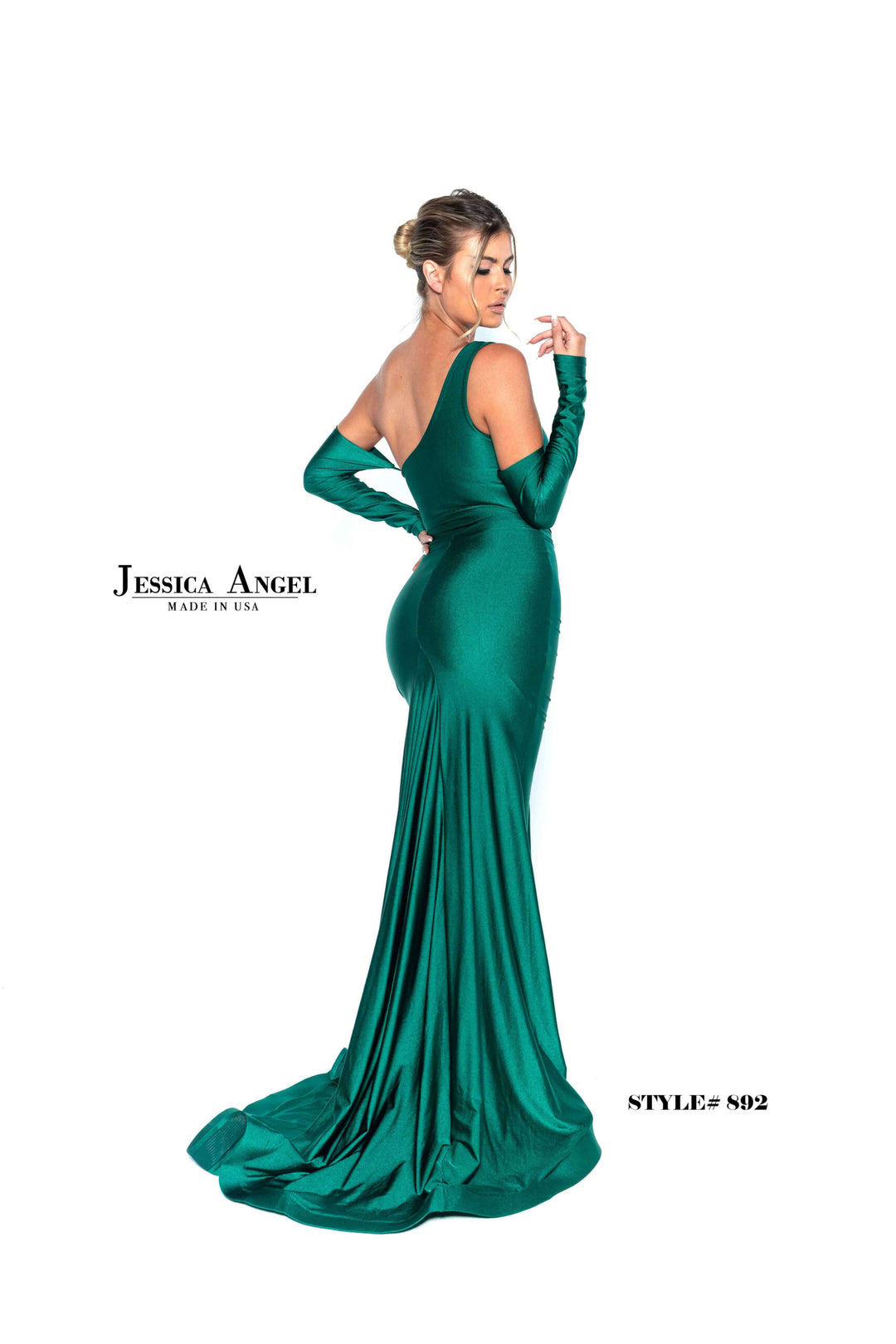 Jessica Angel 892 open shoulder gown back view 3