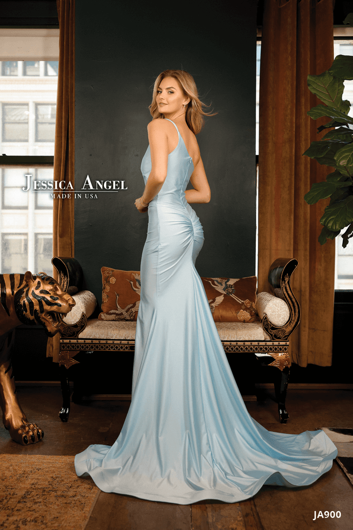 Jessica Angel 900 ruched back mermaid gown back view 2