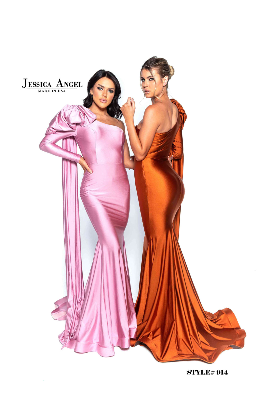 Jessica Angel 914 sculpted bow mermaid gown group view 2