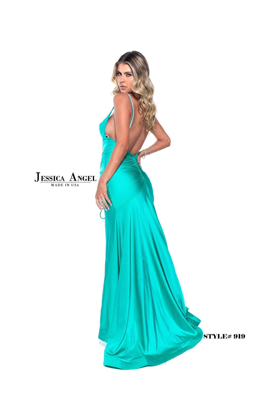 Jessica Angel 919 mermaid gown side view 3
