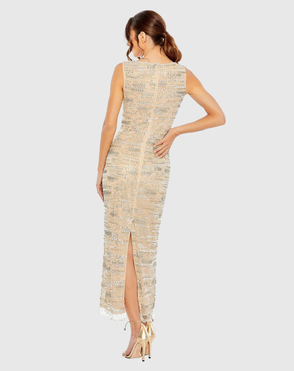 Mac Duggal 93834 Sleeveless Embellished Dress with Fringe Hem