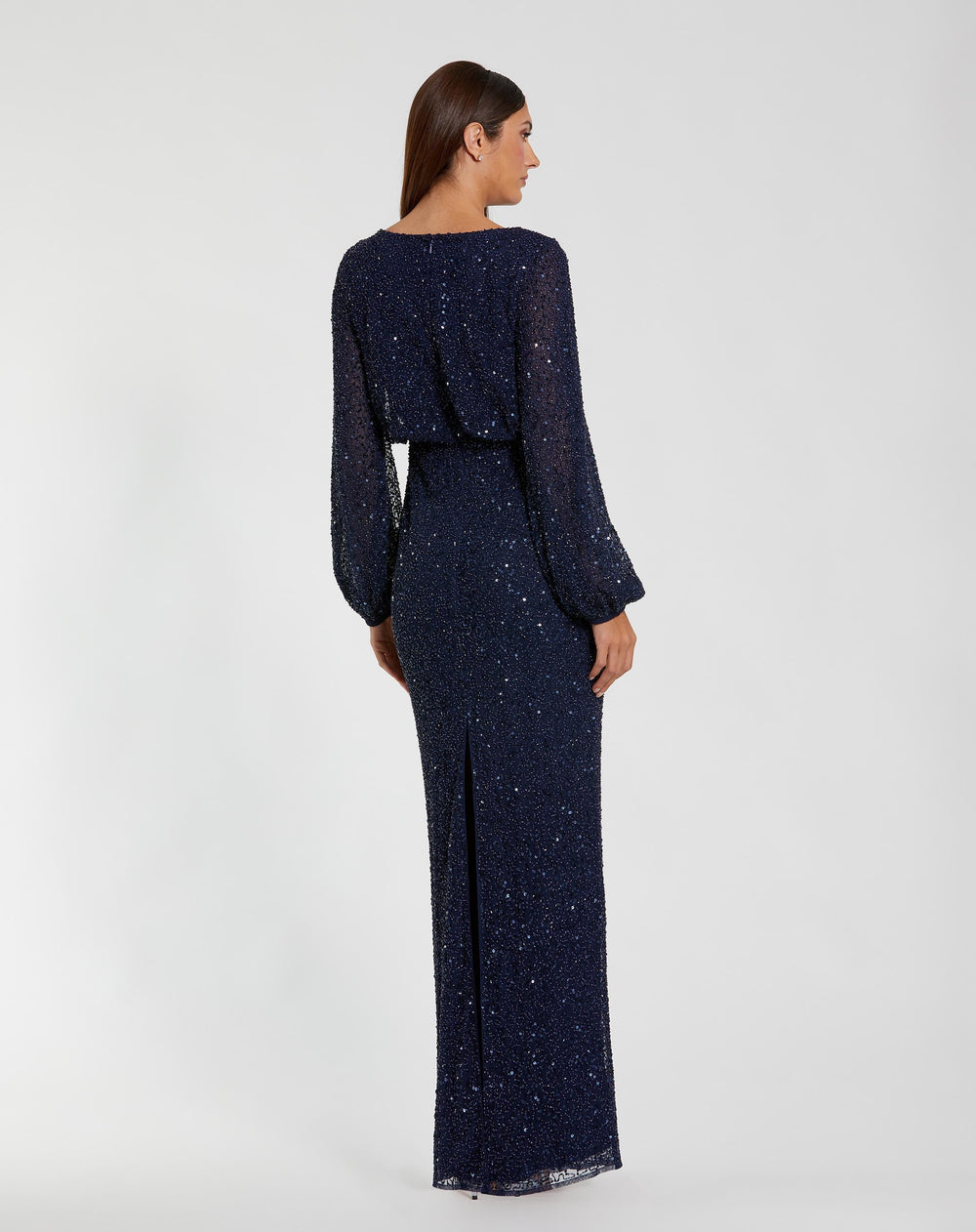 Mac Duggal 94203 Sequin Blouson Long Sleeve Gown