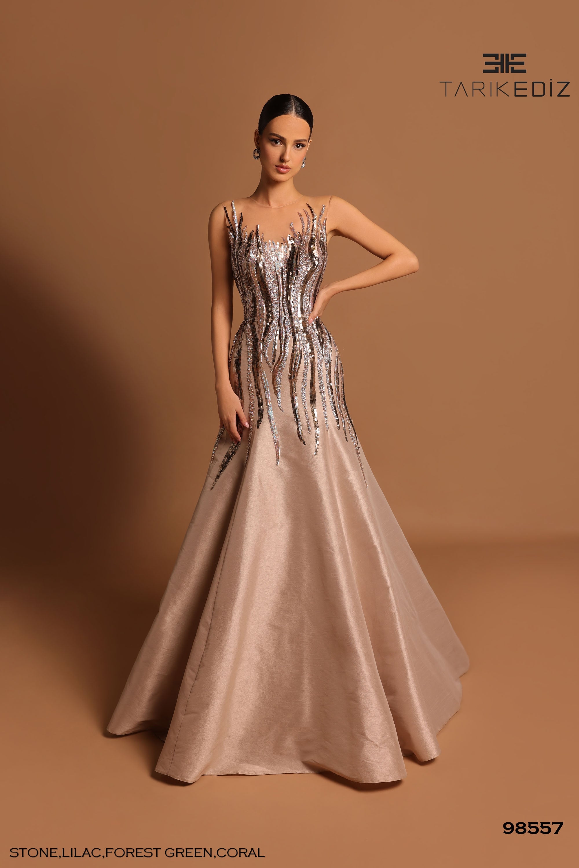 Tarik Ediz Evening Gown Green