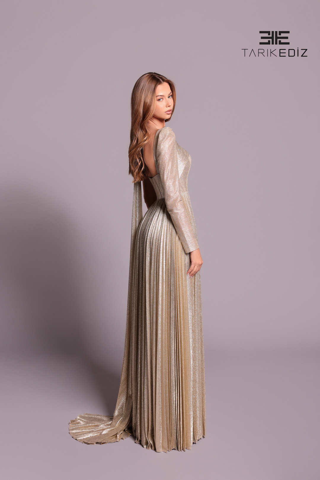 tarik ediz gold dress Pleated gold metallics Design: Tarik Ediz