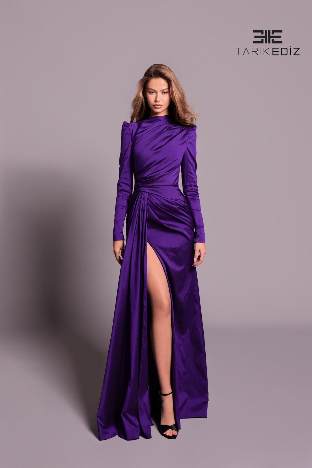 tarik ediz long sleeve dress Tarik Ediz 99070 Dress PURPLE / 20