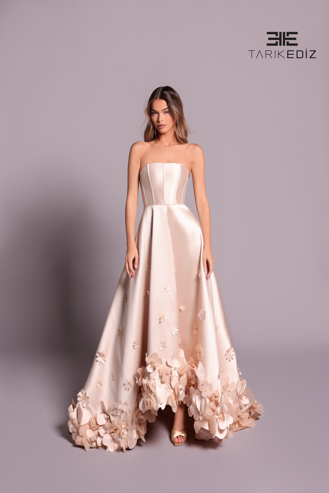 Tarik Ediz 99146 Long Formal Dress Champagne / 12 Tarik Ediz 99146 Long Formal Dress Champagne / 12