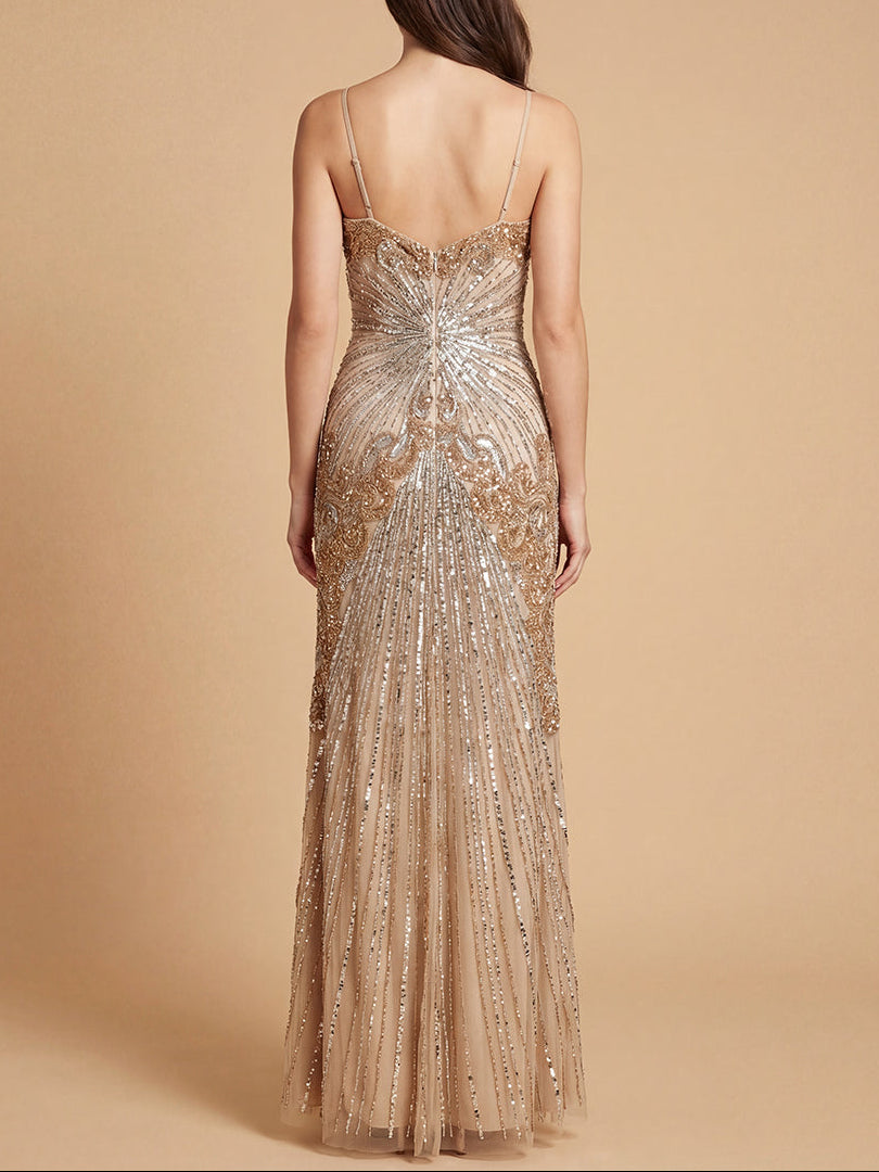 Lara  9921 Detachable Straps Beaded Gown - FOSTANI.com
