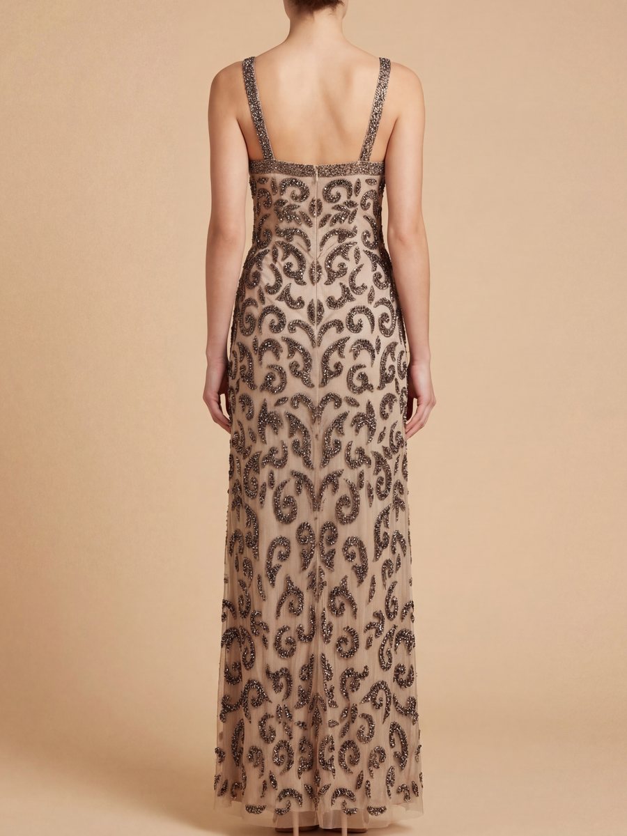 Lara 9922 Beaded Cross Halter Dress - FOSTANI.com