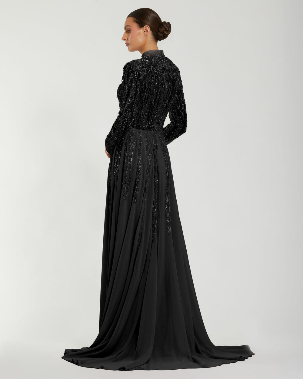 Mac Duggal 37037 Embellished Long Sleeve with Slit Dress