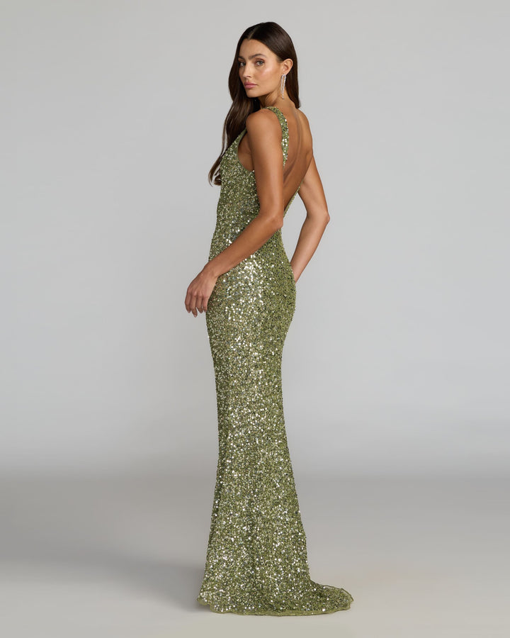 Mac Duggal 5185 Sequin Open Back Column Gown