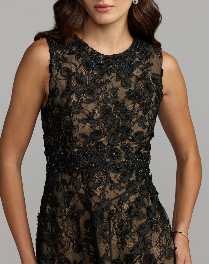 Mac Duggal 69192 Floral Embroidered High Neck Midi Dress