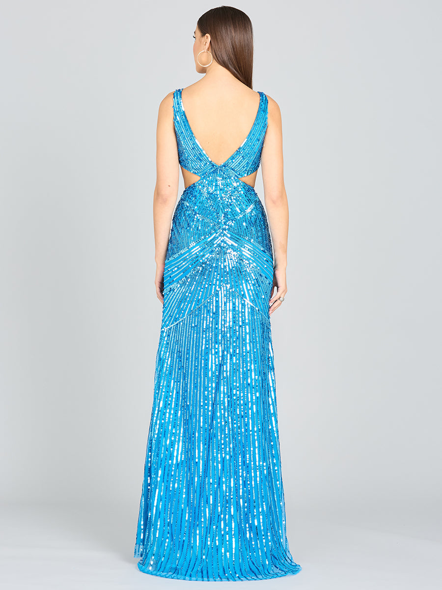 sleeveless beaded prom dress Sleeveless Long Prom Dress with Sheer Beaded Bodice Navy / 16