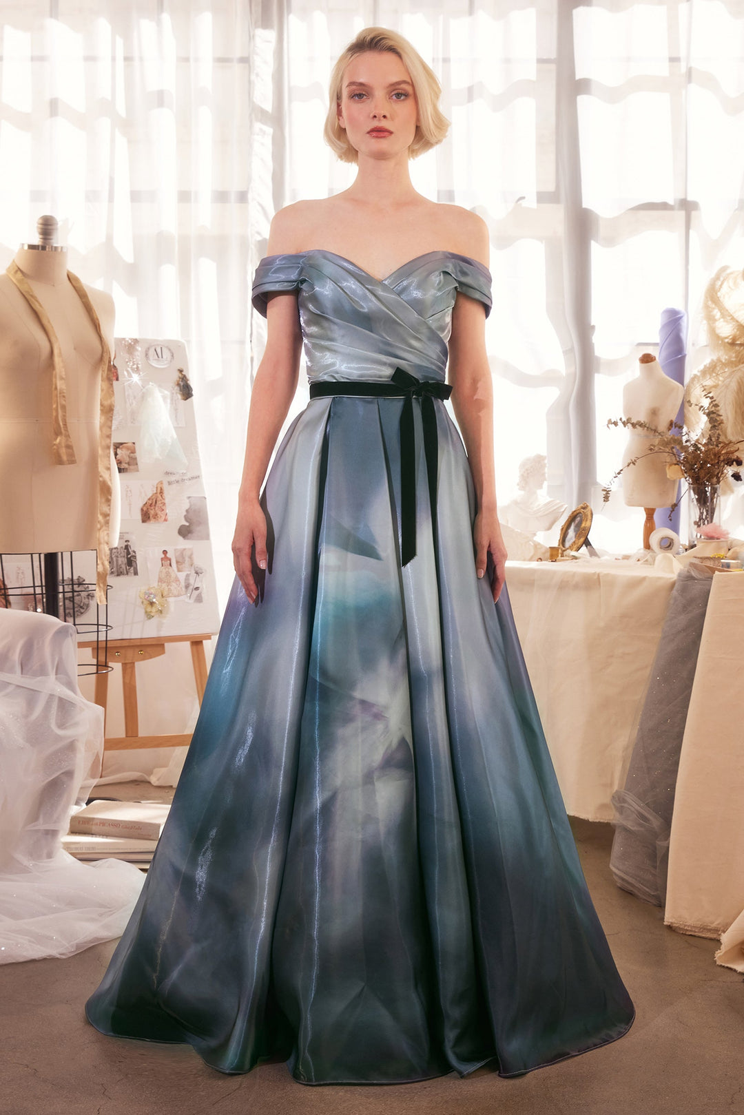 Andrea & Leo Couture A1431 Off Shoulder A-Line Prom 2026 Dress Midnight Blue / 6