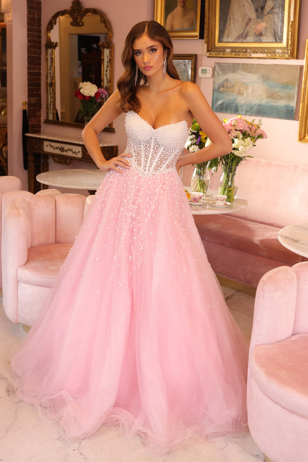 Ava Presley 29226 Glitter Corset Prom 2026 Dress WHITE/POWDER BLUE / 8