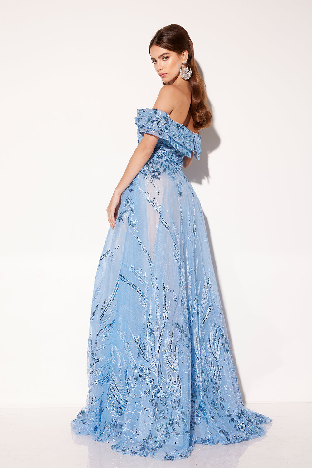 Lucci Lu C8035 Dress - Beaded Off Shoulder A-Line Gown