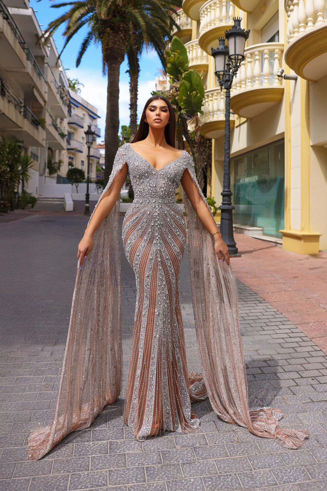 Chic and Holland HF110276 Prom Dress - Nude/Silver | NewYorkDress Chic and Holland HF110276 Prom Dress - Nude/Silver | NewYorkDress