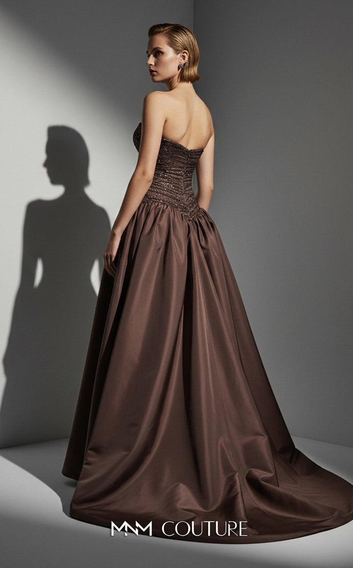 MNM Couture E0132 Asymmetric Draped Taffeta Ball Gown
