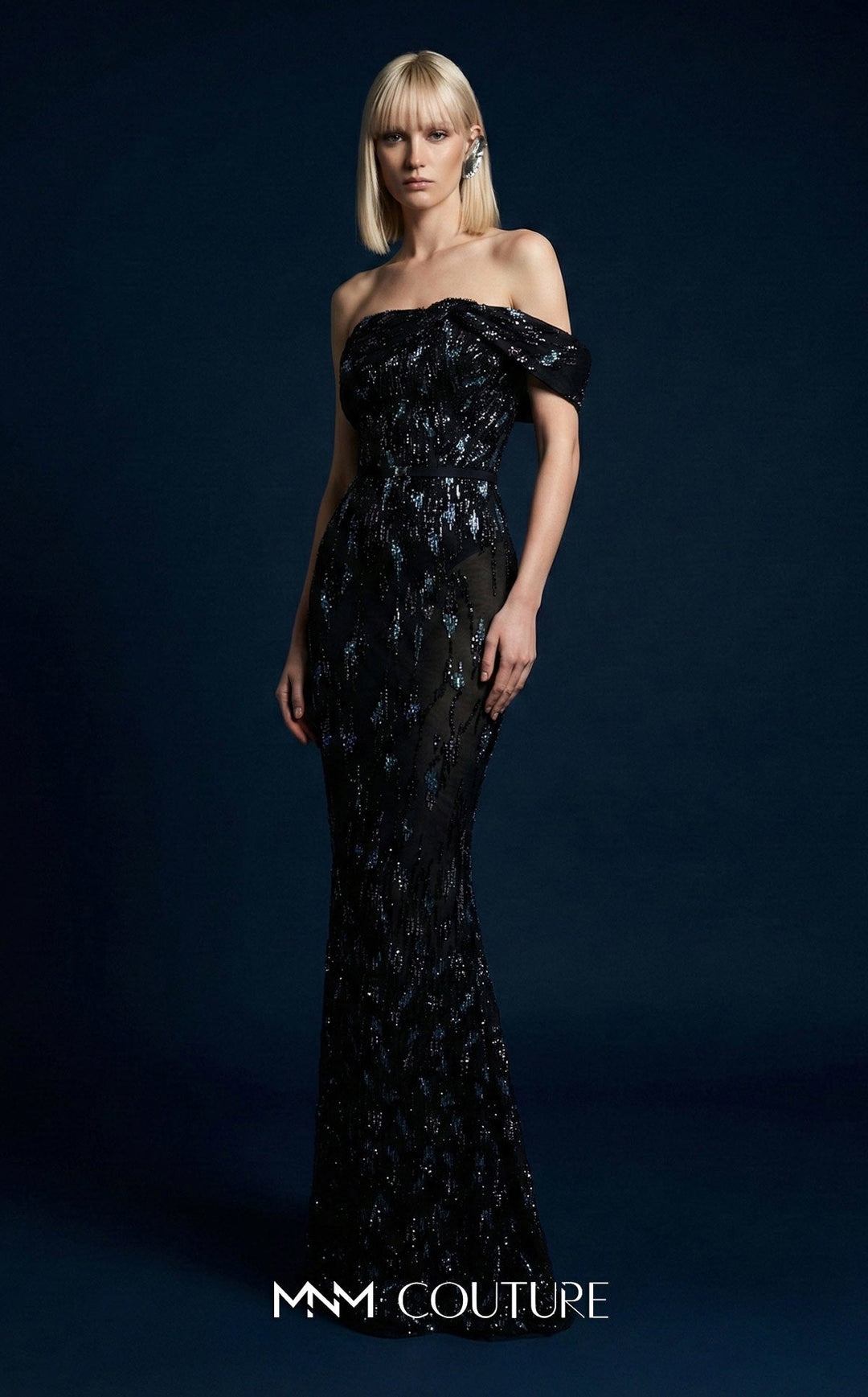 MNM Couture Style E0148 Elegant Off-the-Shoulder Mermaid Gown - FOSTANI.com