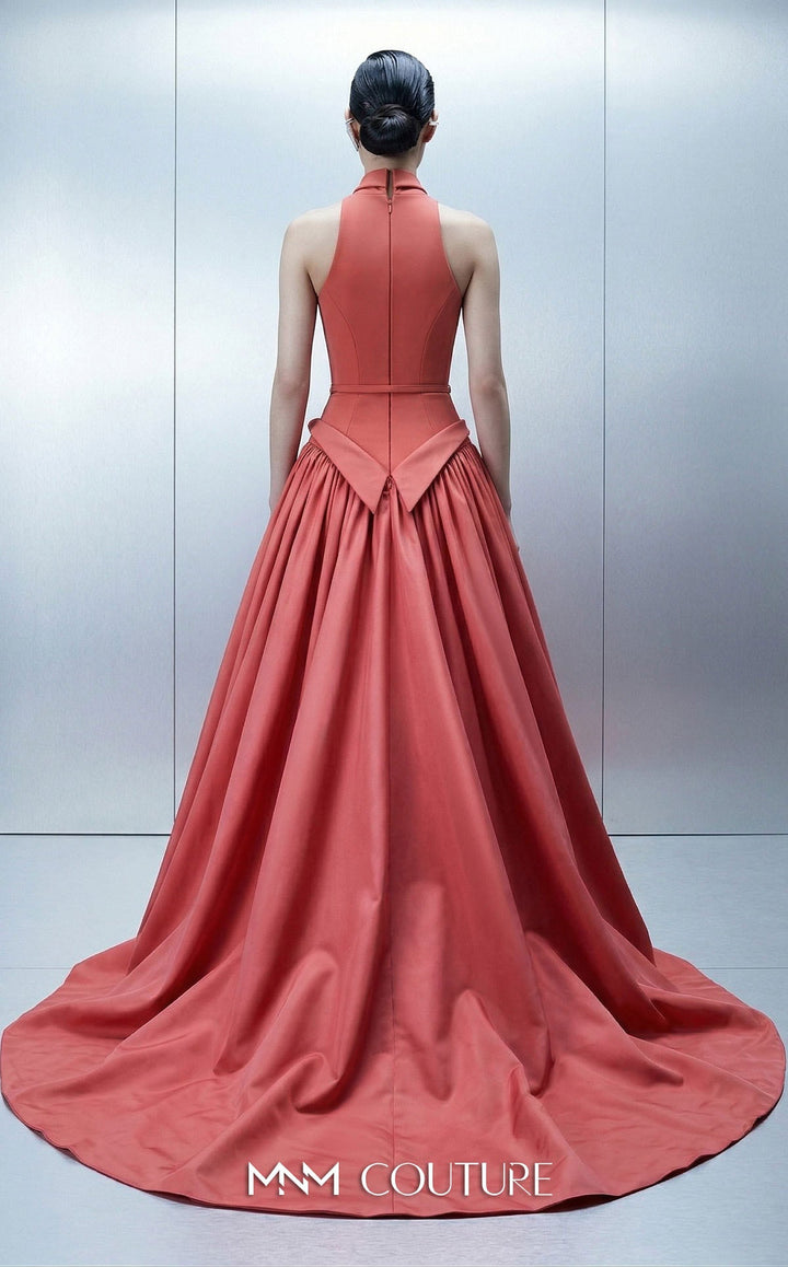 MNM Couture Style E0163 Majestic Crepe and Taffeta Halter Ball Gown - FOSTANI.com