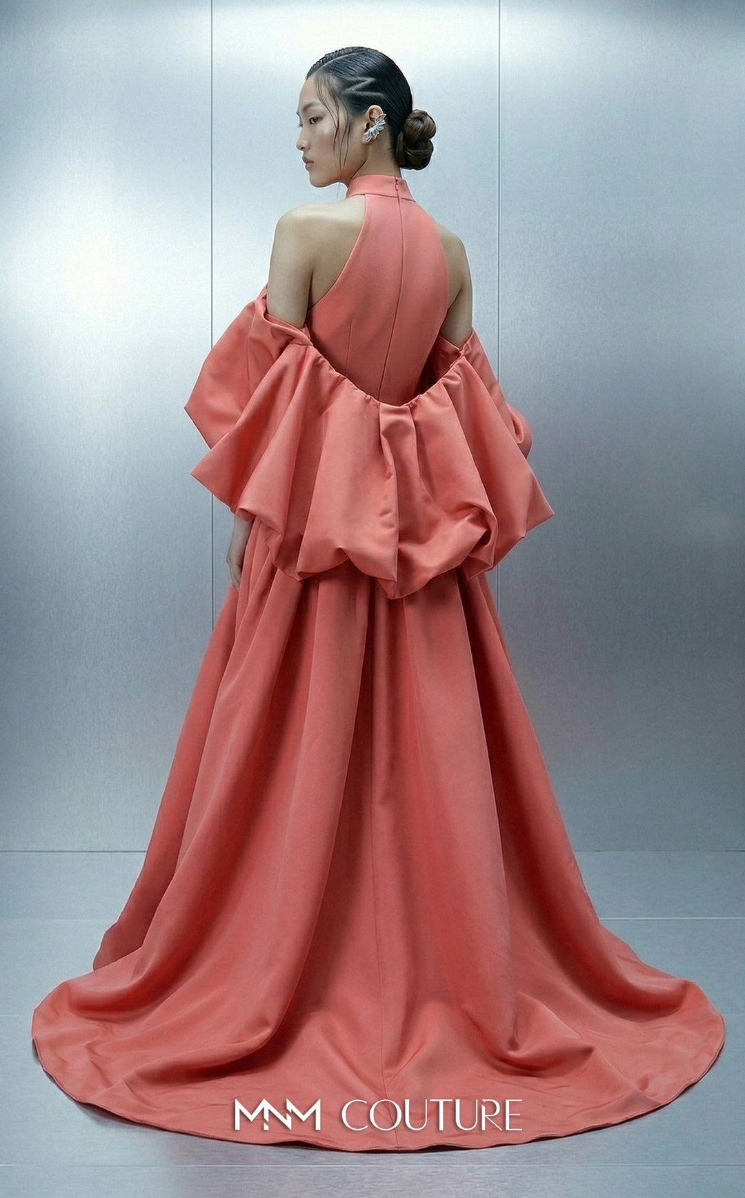 MNM Couture Style E0163 Majestic Crepe and Taffeta Halter Ball Gown - FOSTANI.com