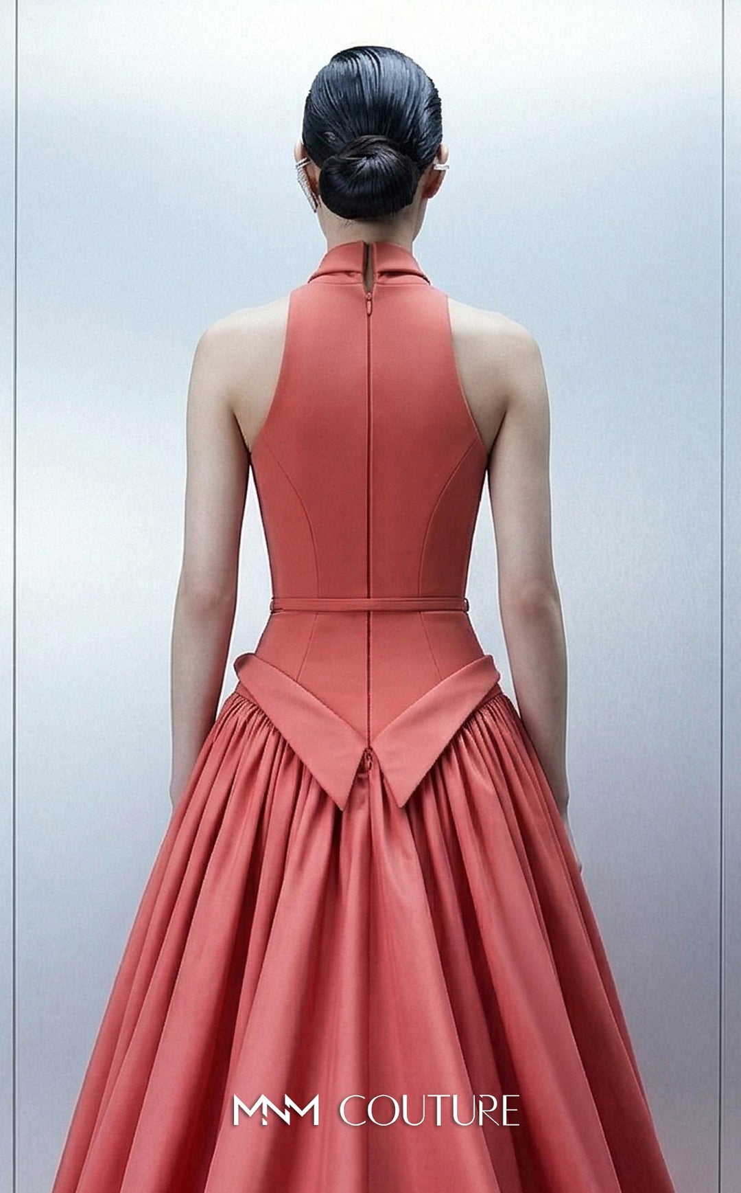 MNM Couture Style E0163 Majestic Crepe and Taffeta Halter Ball Gown - FOSTANI.com