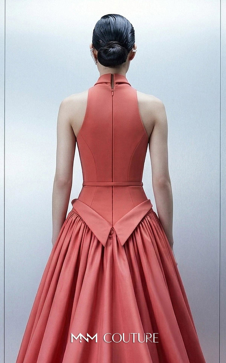 MNM Couture Style E0163 Majestic Crepe and Taffeta Halter Ball Gown - FOSTANI.com