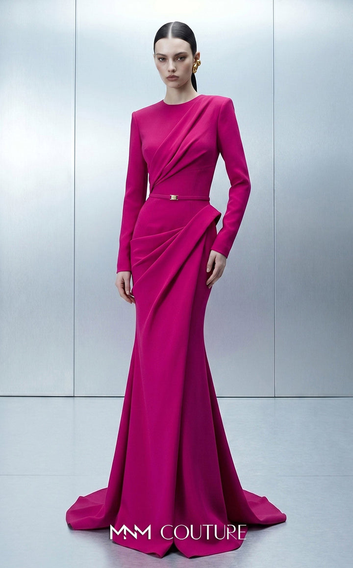 MNM Couture E0173 Mermaid Fitted-Sleeve Couture Dress