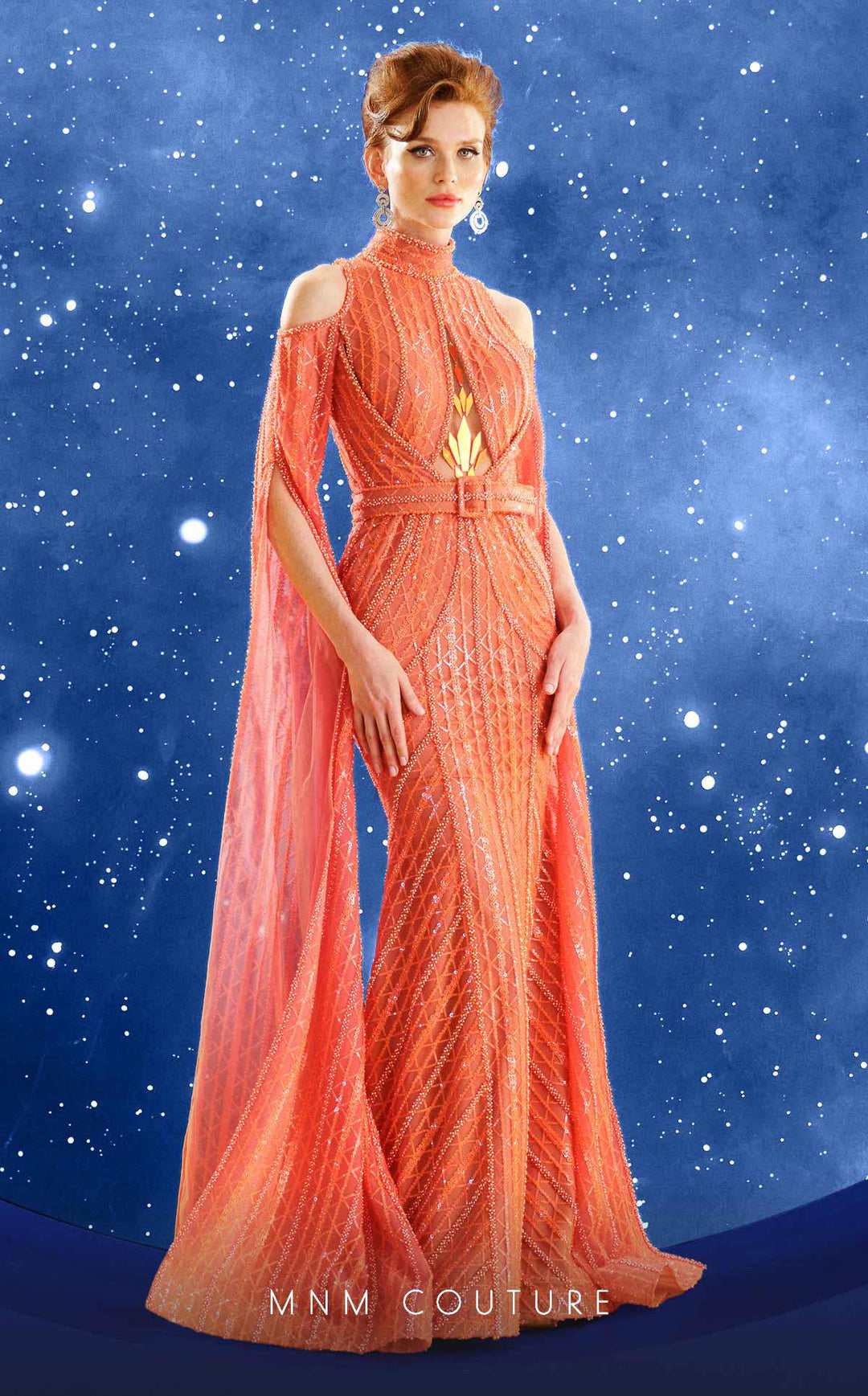 FOUAD SARKIS F02857 Dress CORAL / 18 FOUAD SARKIS F02857 Dress CORAL / 18