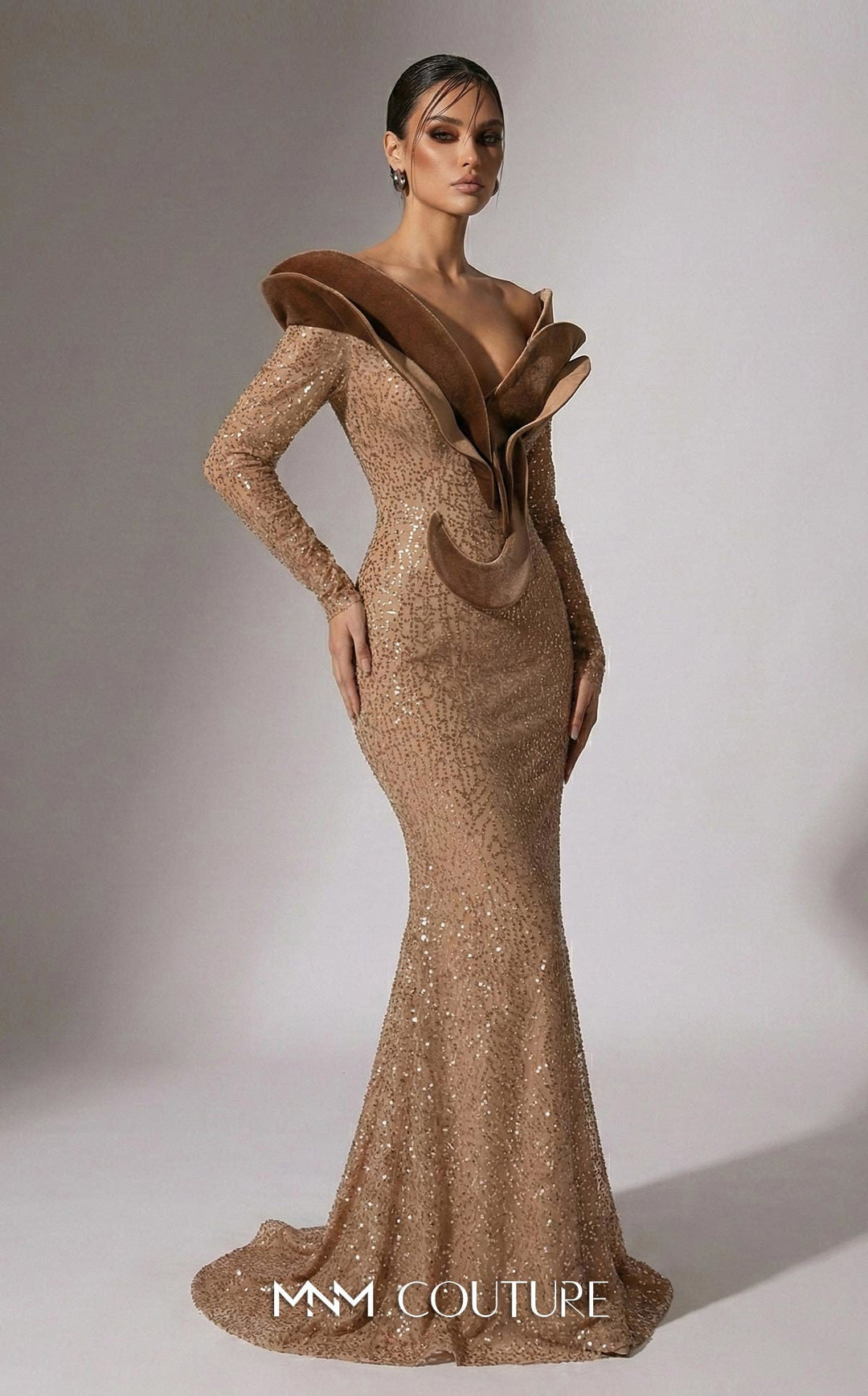 Fouad Sarkis F02896A Off-the-Shoulder Corset Couture Dress