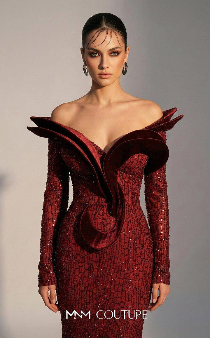 Fouad Sarkis F02896A Off-the-Shoulder Corset Couture Dress