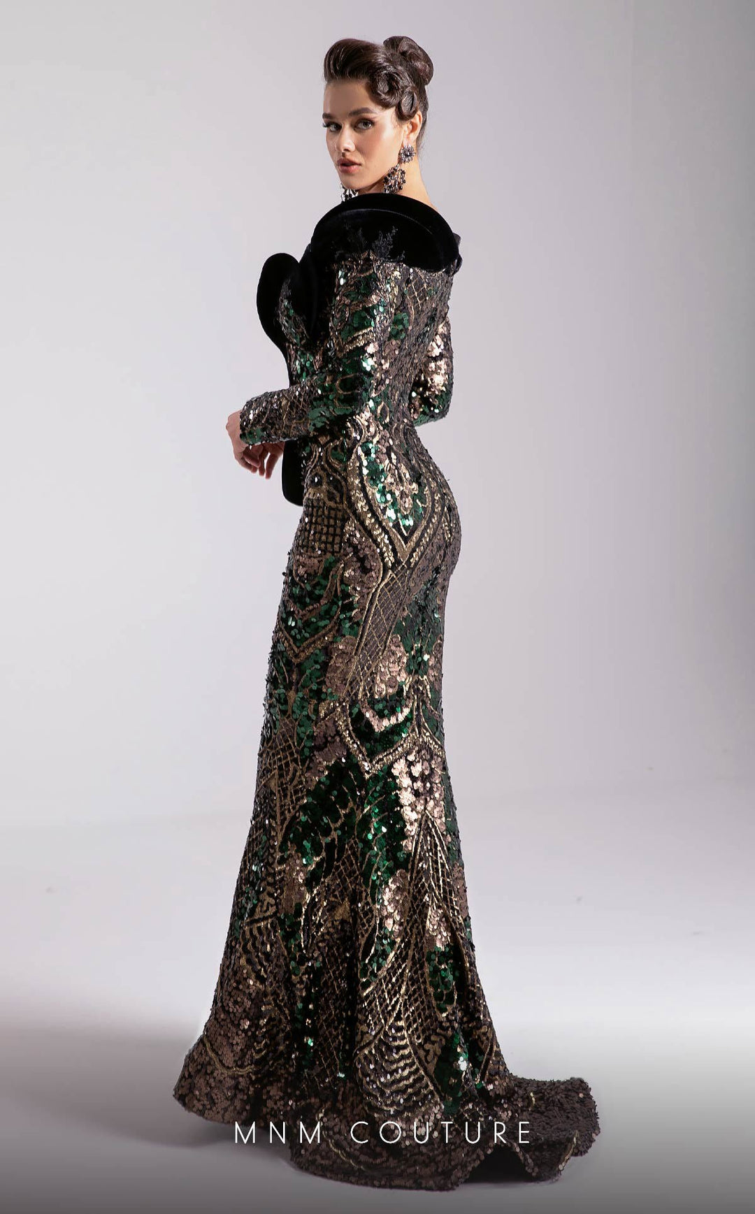 Fouad Sarkis F02896 Sweetheart Off-the-Shoulder Long-Sleeve Fitted Sheath Couture Dress
