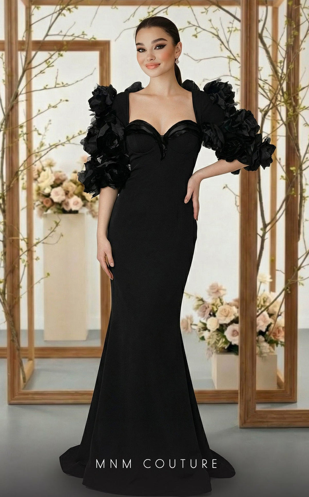 MNM Couture F02944: Luxury Gala Gown in Crepe and Taffeta with Jacket - FOSTANI.com