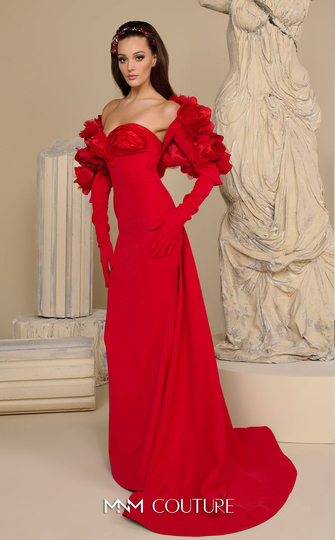 MNM Couture F02944: Luxury Gala Gown in Crepe and Taffeta with Jacket - FOSTANI.com