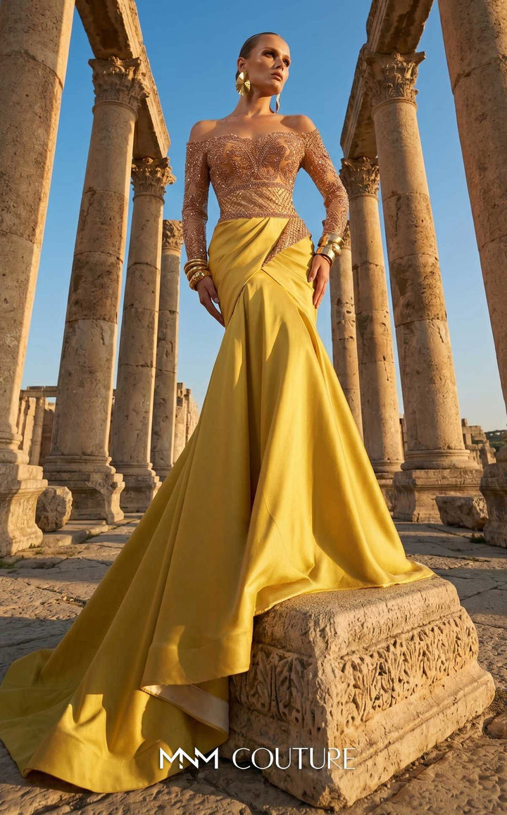 Fouad Sarkis F02957 Illusion Sleeveless Corseted Couture Dress