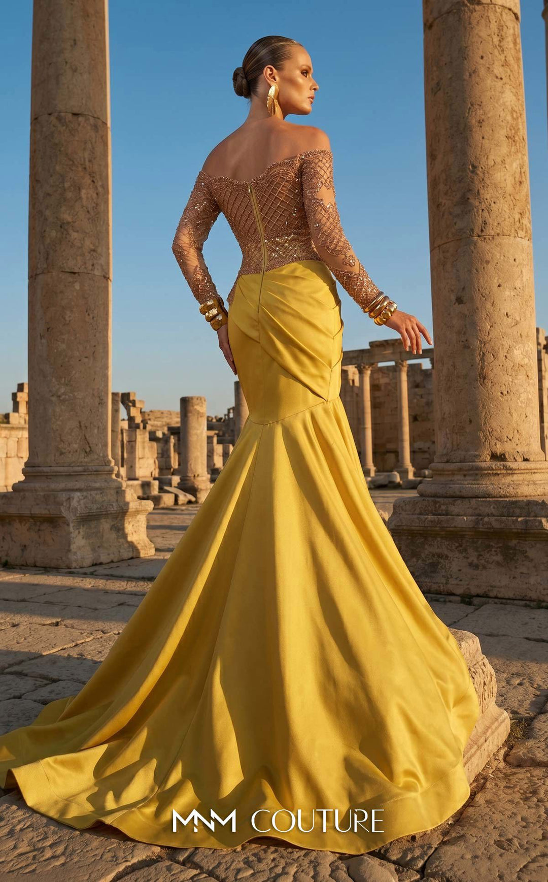 Fouad Sarkis F02957 Illusion Sleeveless Corseted Couture Dress