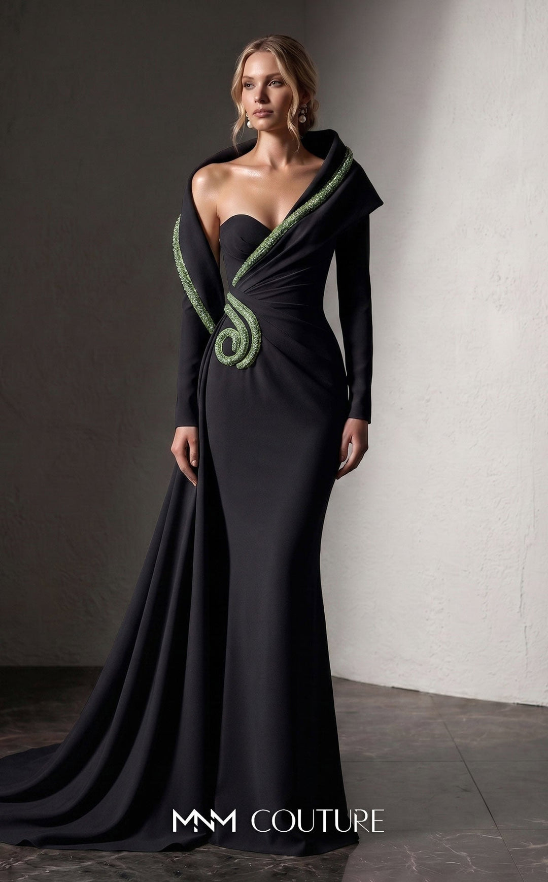 Fouad Sarkis F03038 Single-Shoulder Sweetheart Mermaid Couture Dress