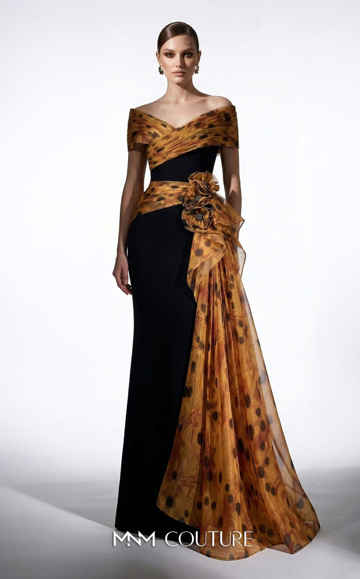Fouad Sarkis F03043 Off-the-Shoulder Cap Sleeve Sheath Couture Dress