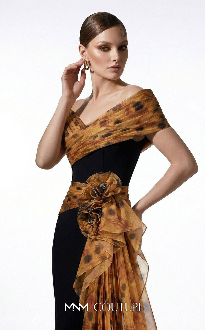 Fouad Sarkis F03043 Off-the-Shoulder Cap Sleeve Sheath Couture Dress