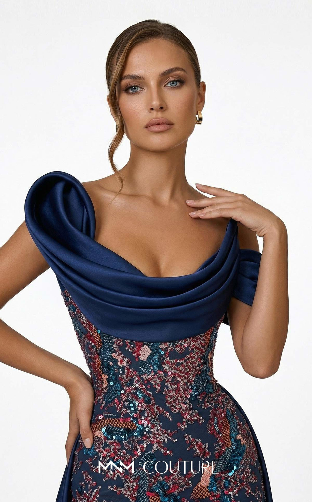 Fouad Sarkis F03044 Asymmetrical Sleeveless Corset Couture Dress