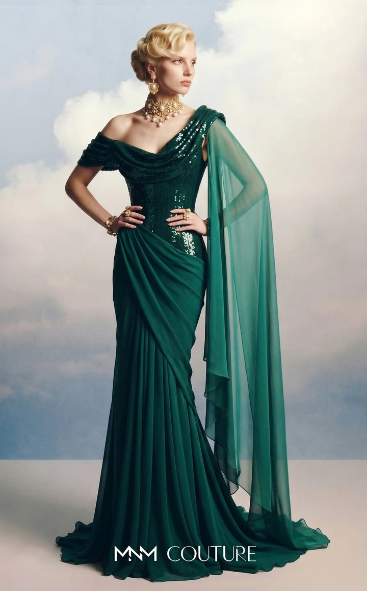 Fouad Sarkis F03048 Asymmetric One-Shoulder Couture Dress