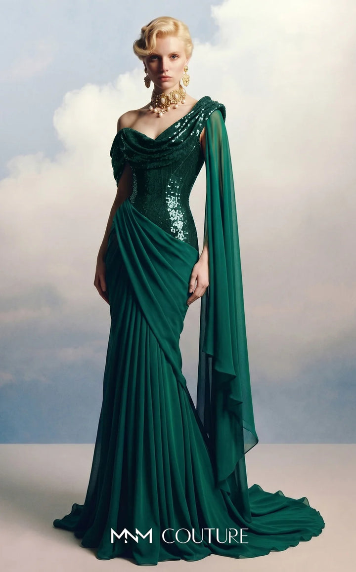 Fouad Sarkis F03048 Asymmetric One-Shoulder Couture Dress