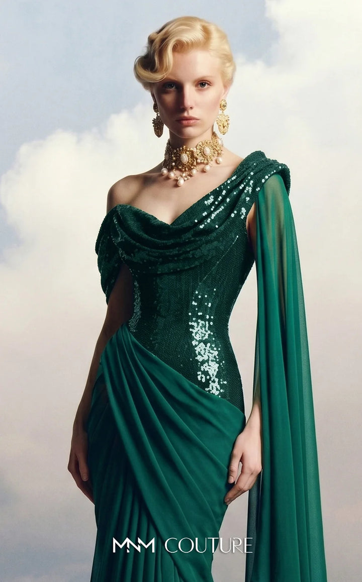Fouad Sarkis F03048 Asymmetric One-Shoulder Couture Dress