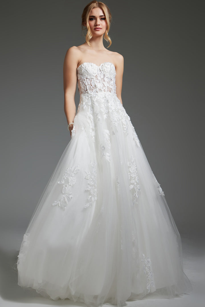 Jovani JB05361 Corset Bodice Strapless Wedding Dress