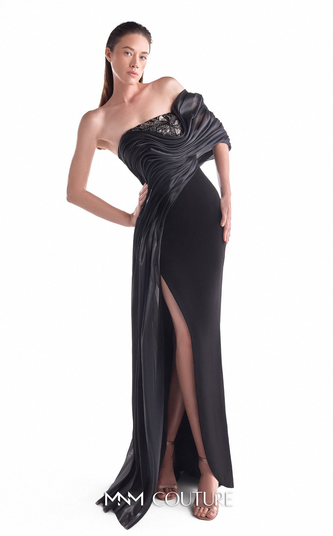 Gaby Charbachy G2111 Straight-Across Strapless Corset Couture Dress Black / 4