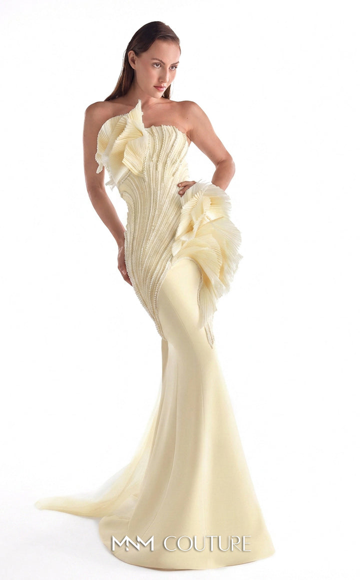 Gaby Charbachy G2135 Straight-Across Strapless Architectural Couture Dress