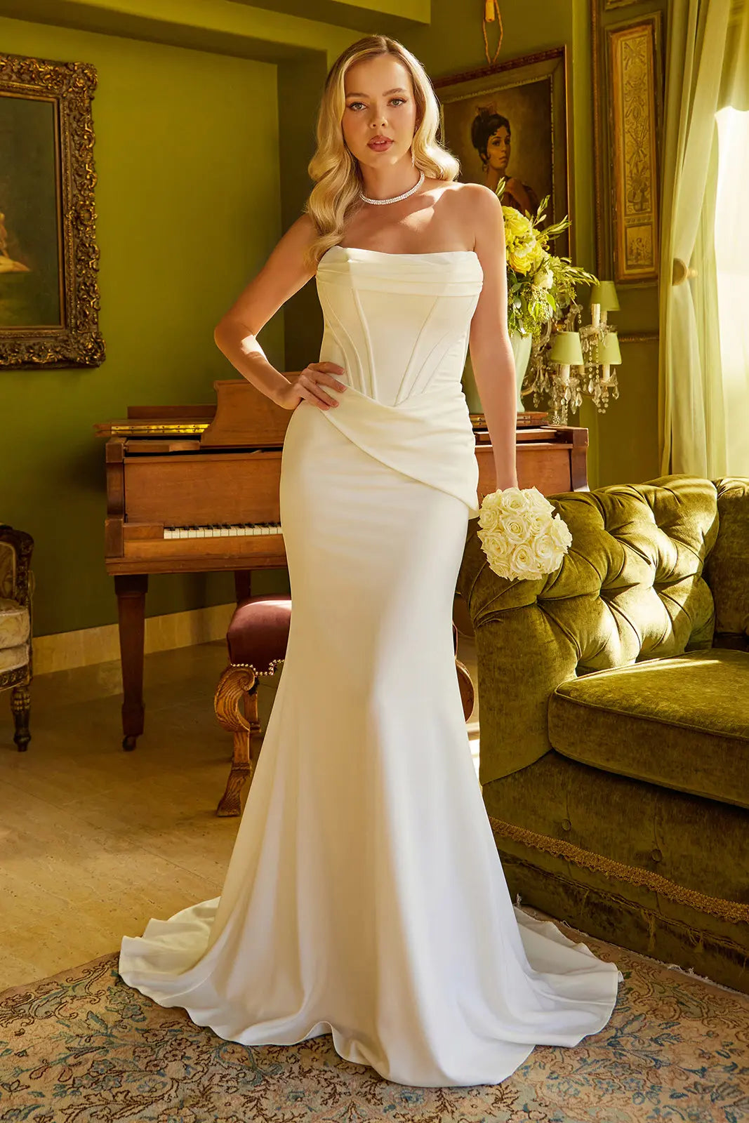 GLS Collective GL3584 Strapless Boat-Neck Bridal Dress Ivory / S