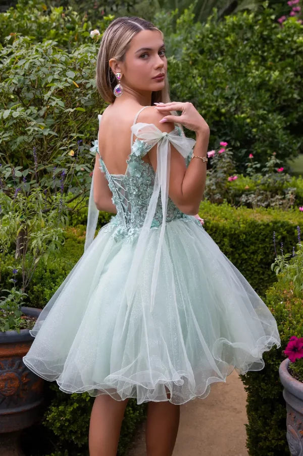 garden homecoming dress Whimsical Garden-inspired Embroidered Homecoming Dress