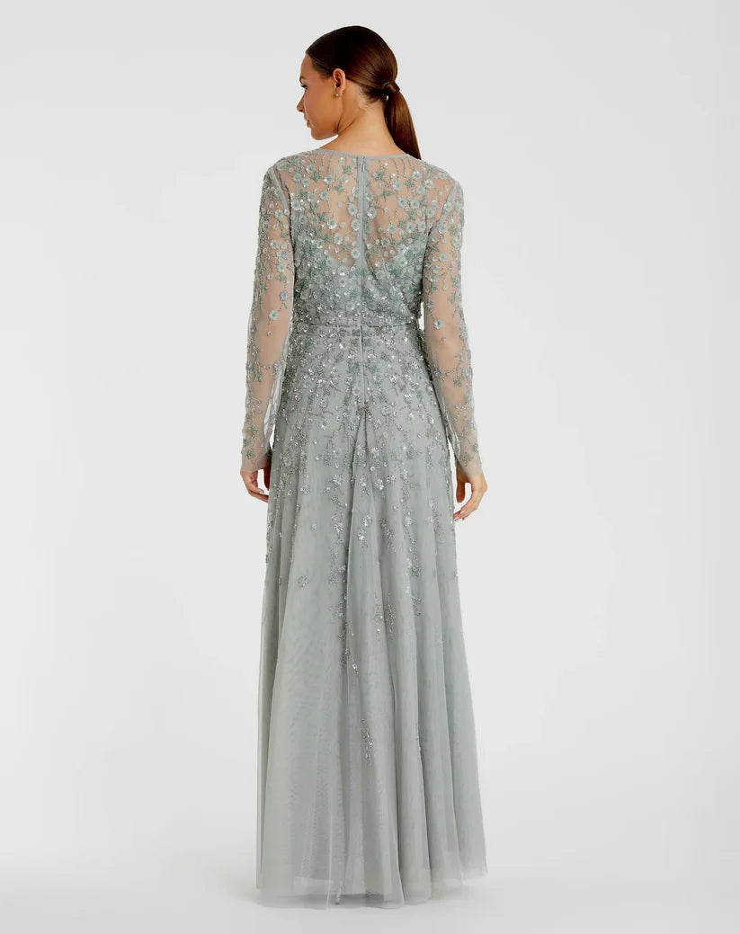 green emerald velvet dress Long Sleeve Midi Party Dress: Mac Duggal 20399 Emerald / 4