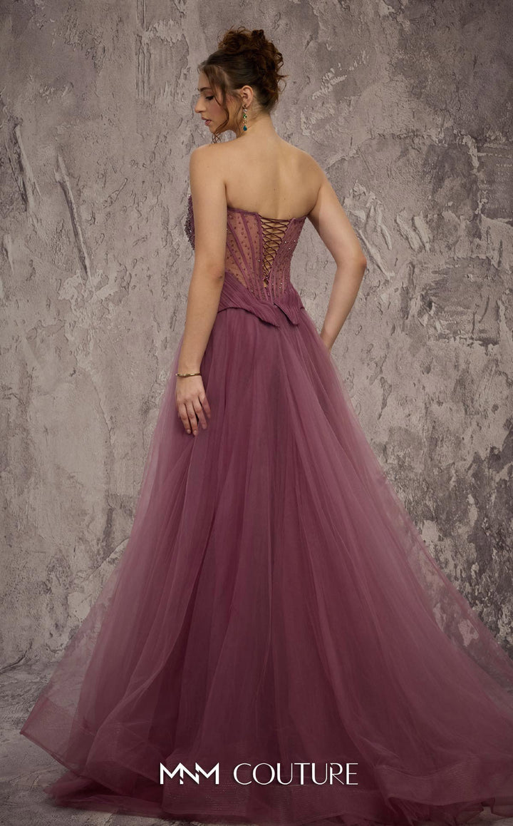 MNM Couture Style J03608: A-Line Organza Gown with Beaded Corset
